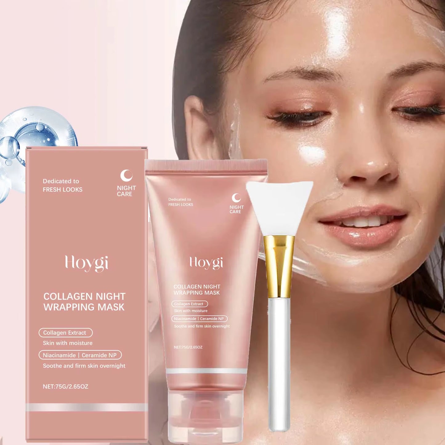 Collagen Peel off Face Mask Pore Shrinking Hydrating Moisturizing Night Wrapping Mask Cream Firming Skin Peel-Off Facial Mask