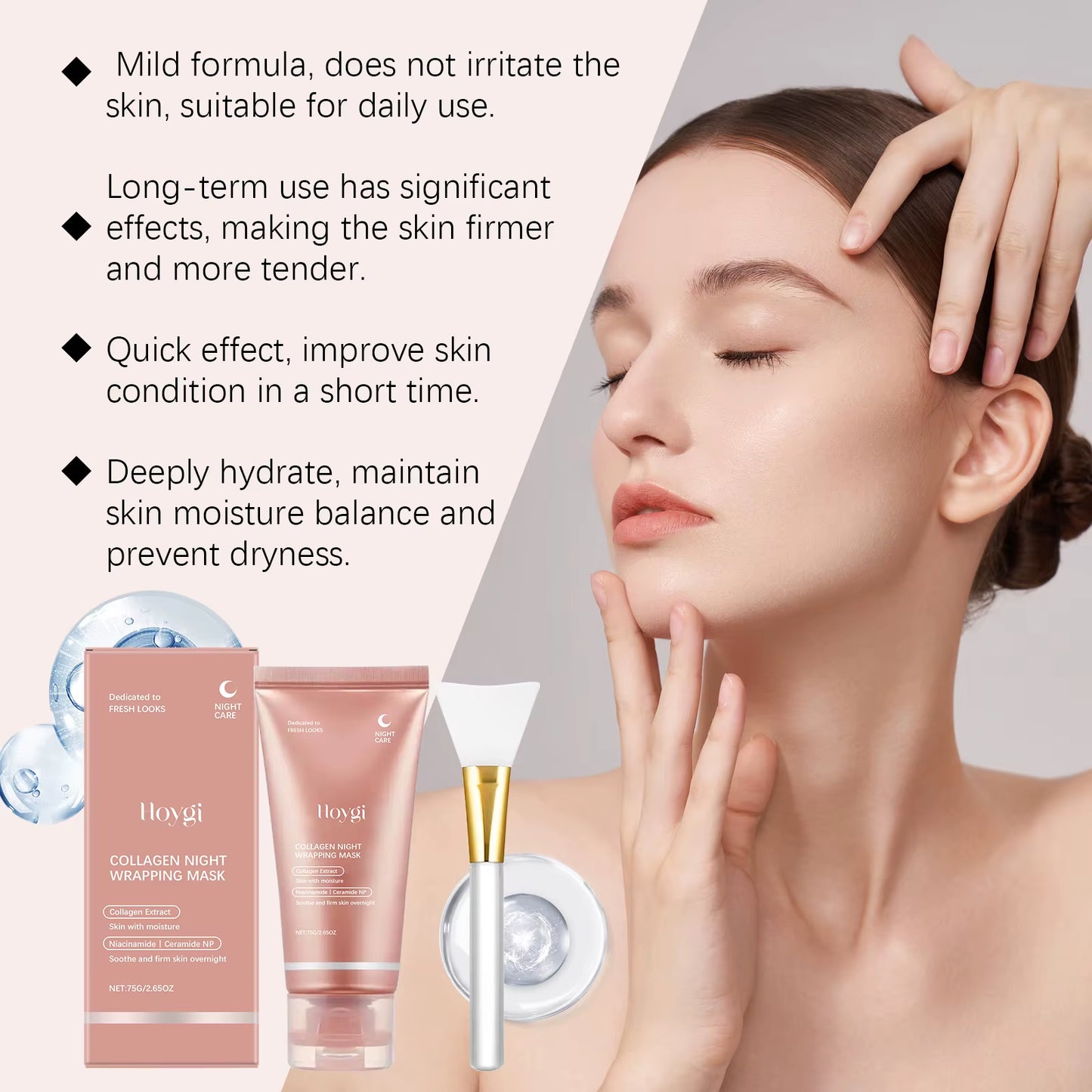 Collagen Peel off Face Mask Pore Shrinking Hydrating Moisturizing Night Wrapping Mask Cream Firming Skin Peel-Off Facial Mask