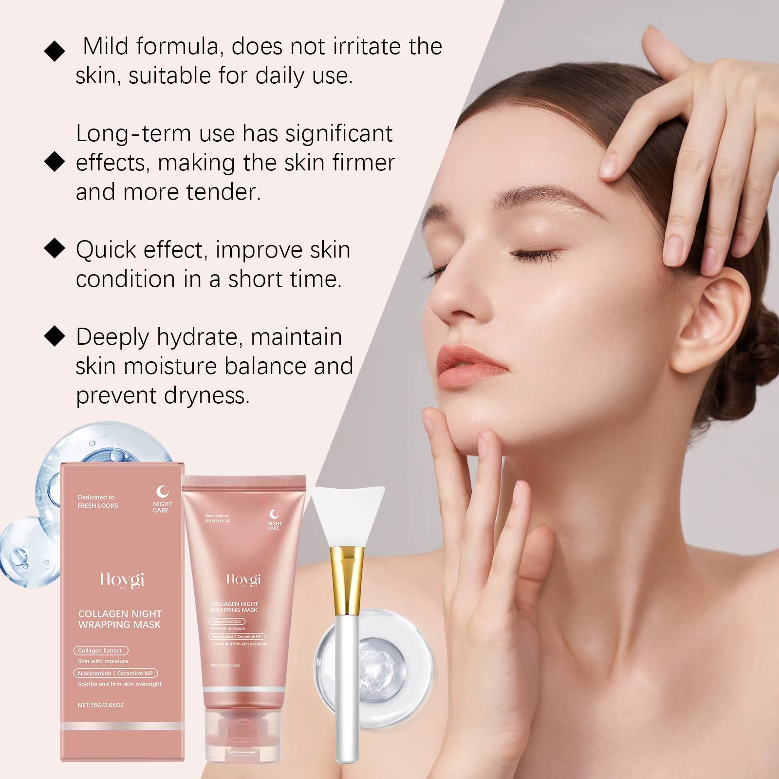Collagen Peel off Face Mask Pore Shrinking Hydrating Moisturizing Night Wrapping Mask Cream Firming Skin Peel-Off Facial Mask