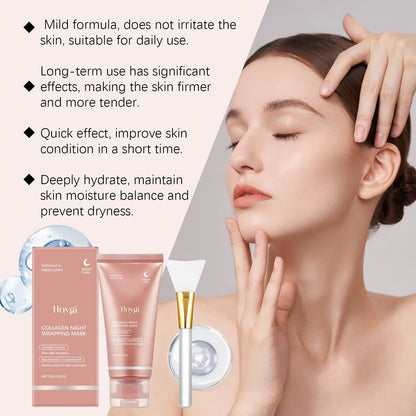 Collagen Peel off Face Mask Pore Shrinking Hydrating Moisturizing Night Wrapping Mask Cream Firming Skin Peel-Off Facial Mask