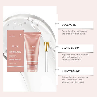 Collagen Peel off Face Mask Pore Shrinking Hydrating Moisturizing Night Wrapping Mask Cream Firming Skin Peel-Off Facial Mask